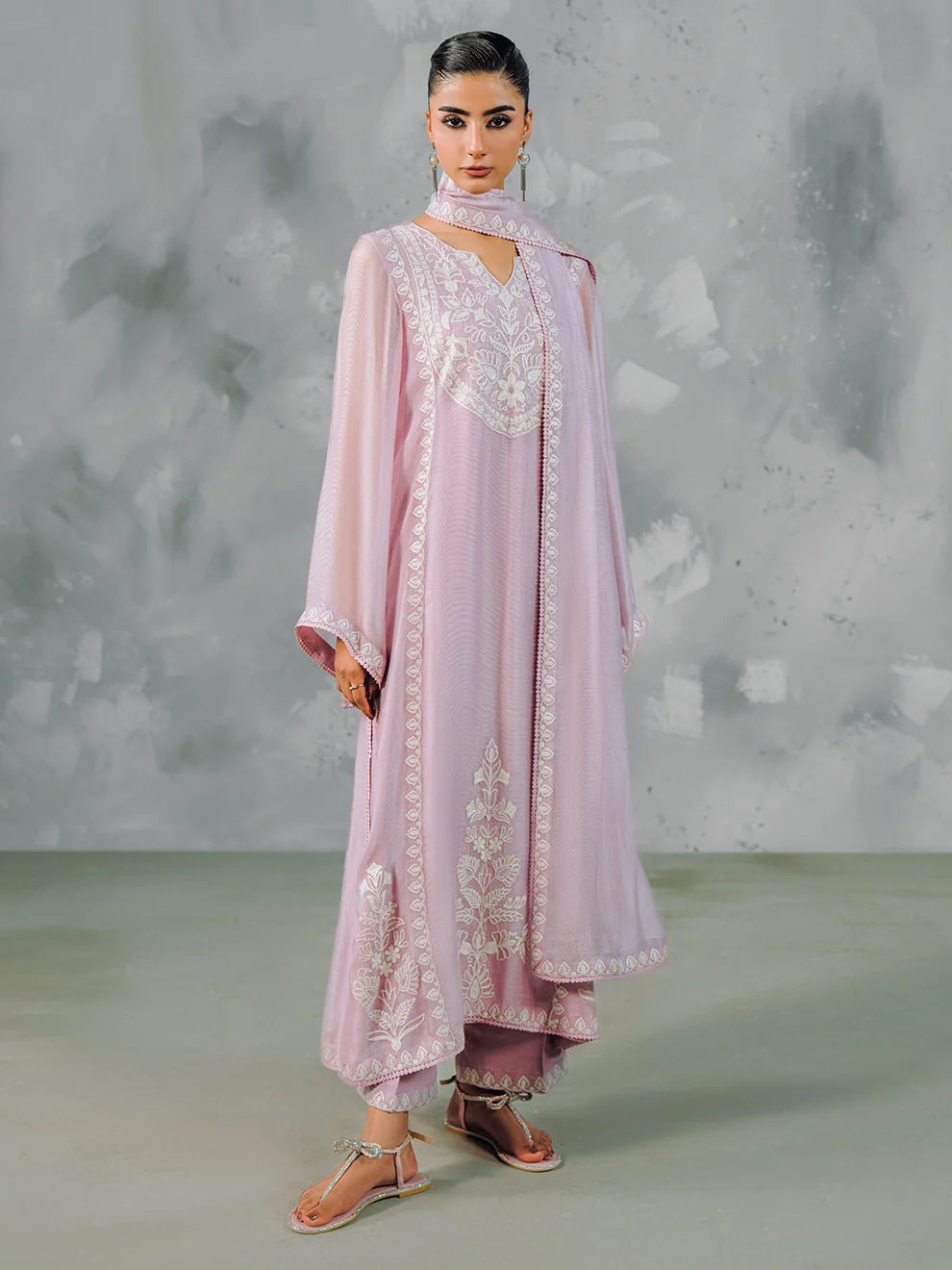 Khaddi Tulle - 4Pcs Tusser Net Ensemble