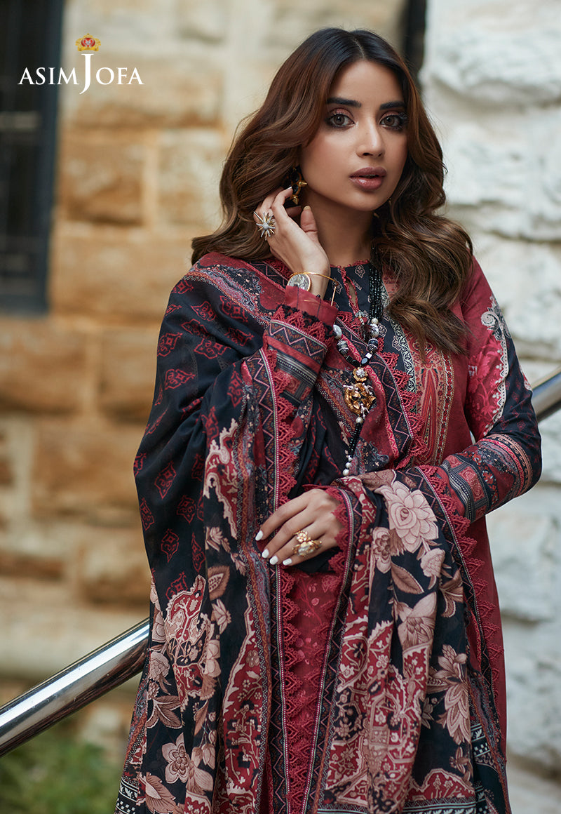 AJS-12 DESIGNERS STITCHED PRINTED LAWN 3 PCS