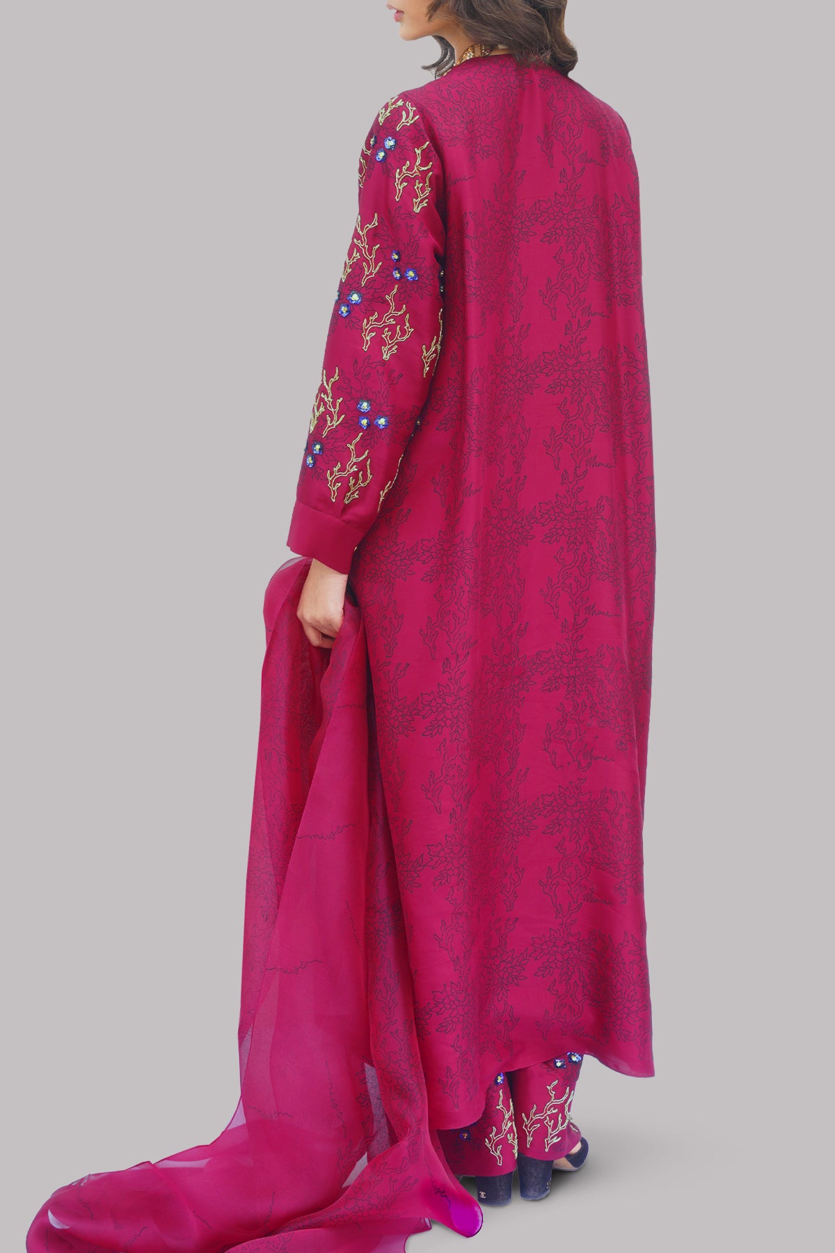 Scooter Red Block Printed &amp; Embellished Set