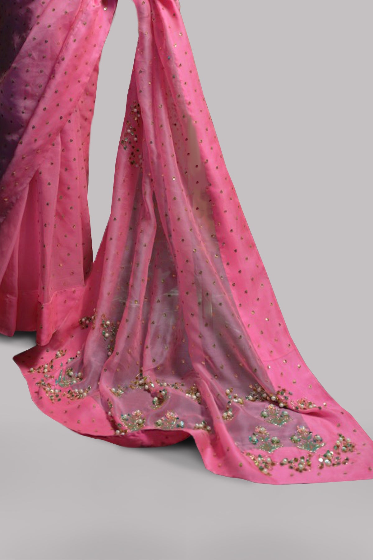 Azalea Pink Embellished Organza Sari