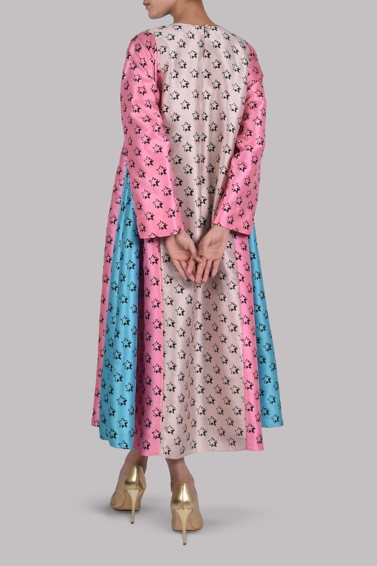 Rose Smoke, Plumeria and Scuba Blue Embellished Raw Silk Tunic