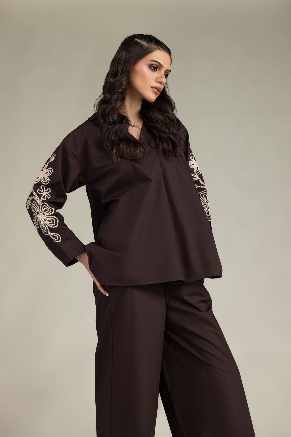 Brown Poplin Trousers