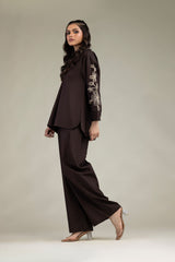 Brown V-Neck Blouse