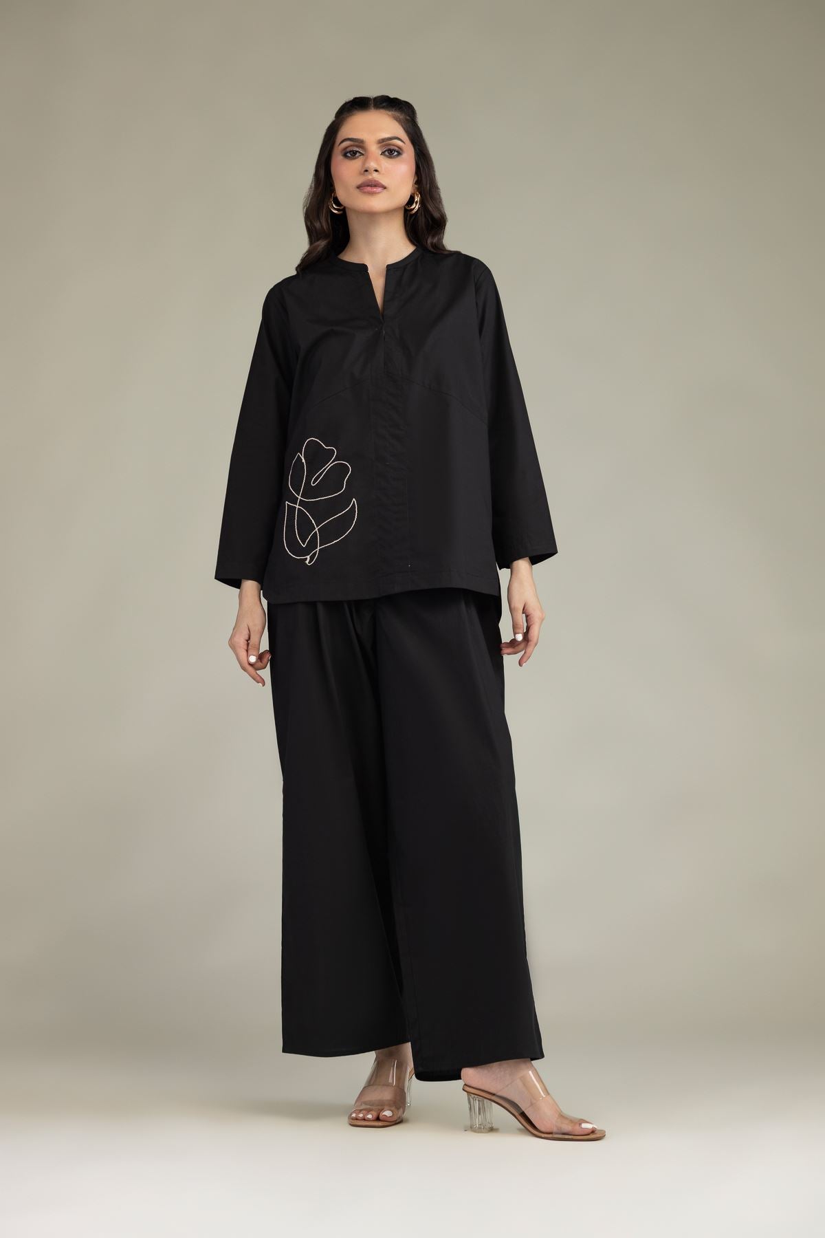 Black Poplin Trousers