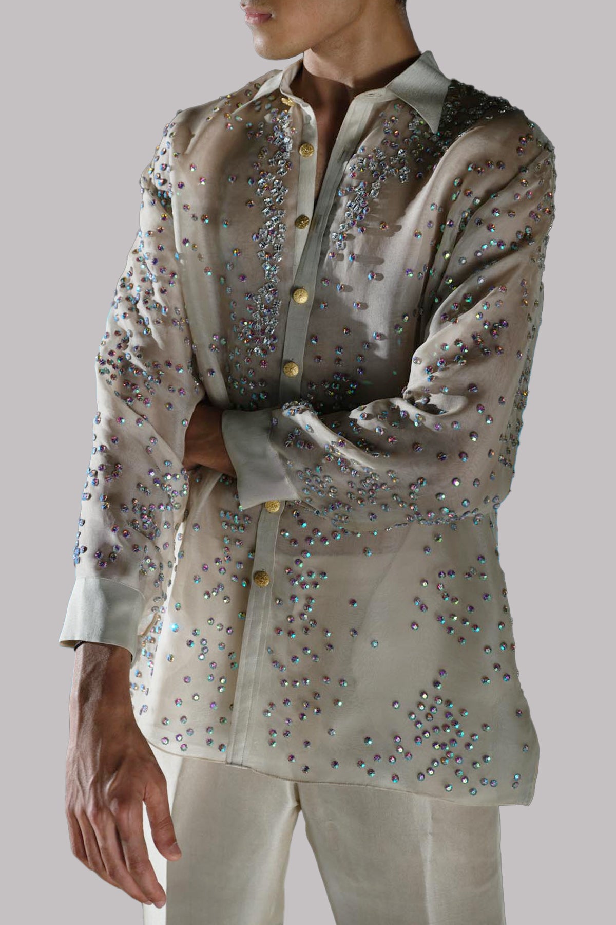 White Swan Embellished Organza Set