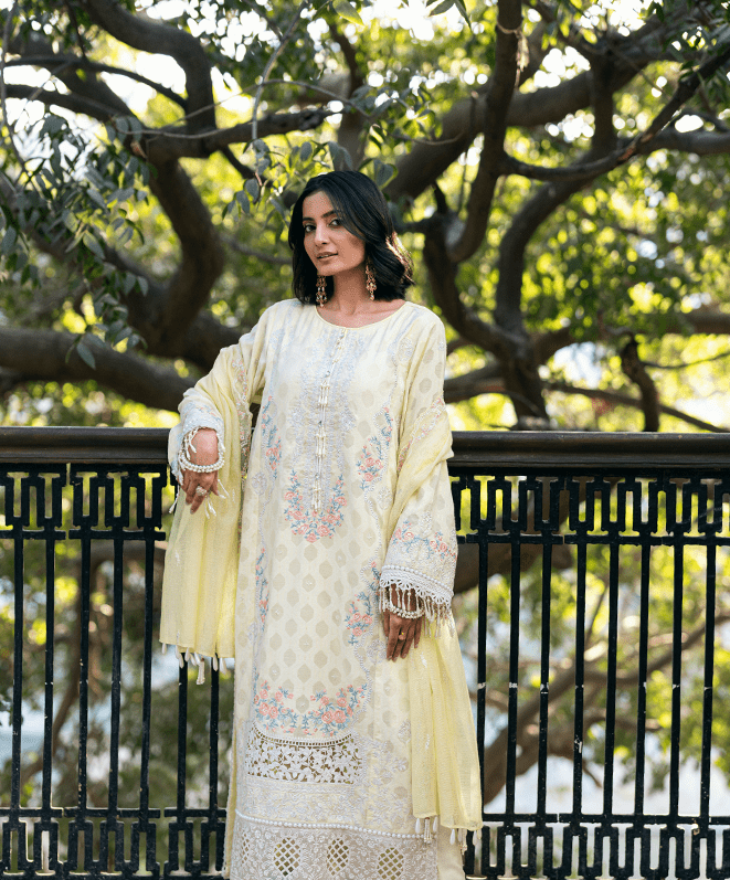 Basant Unstitched Embroidered Suit (3-Piece)