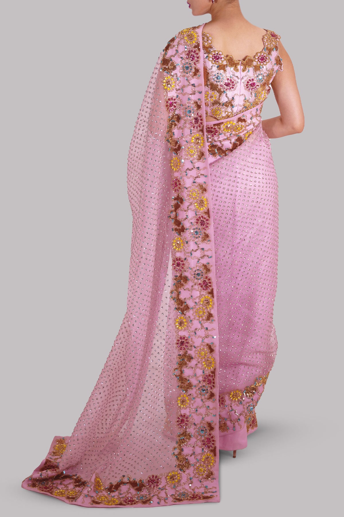 Pink Pirouette Embellished Organza Sari