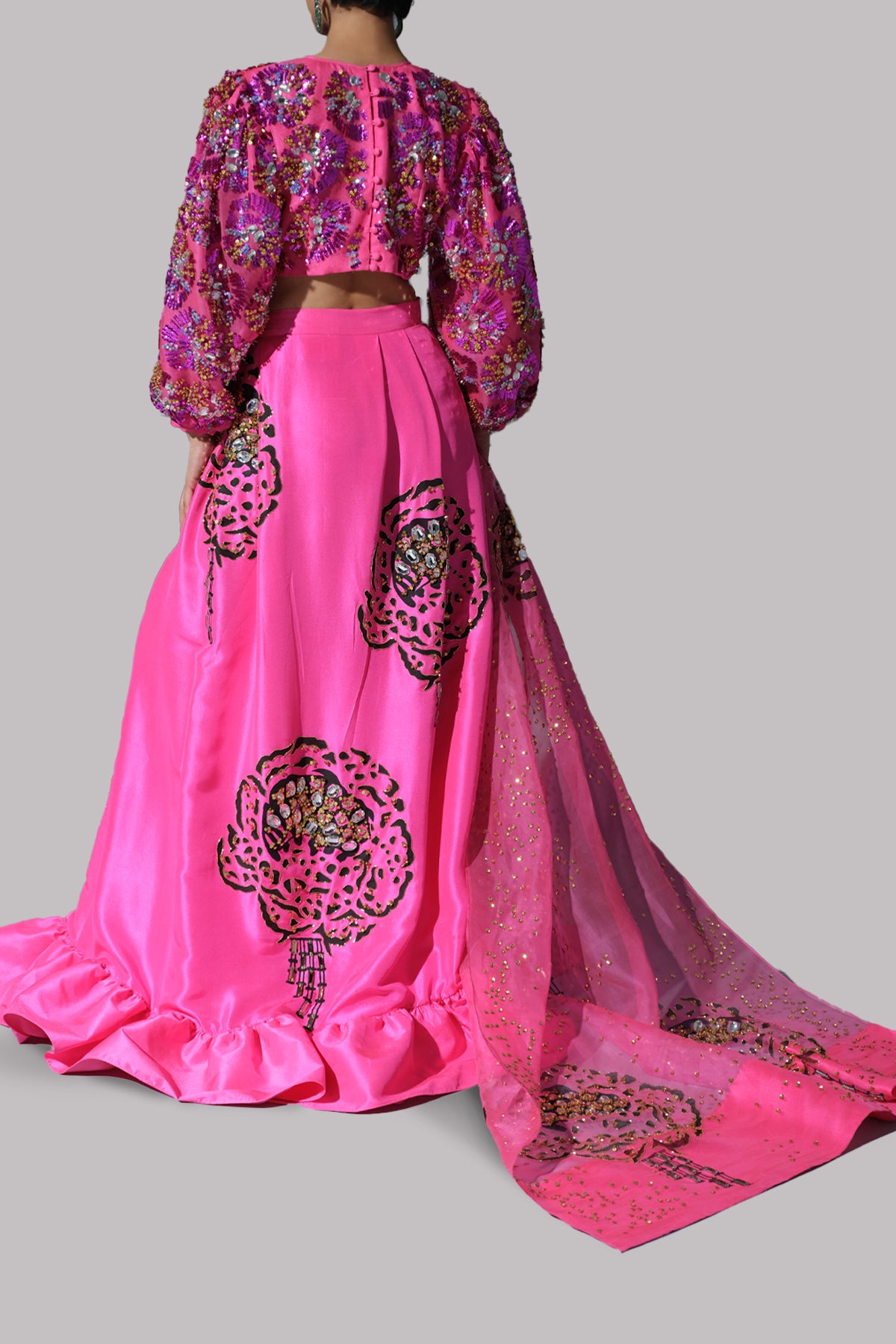 Fandango Pink Embellished Skirt Set