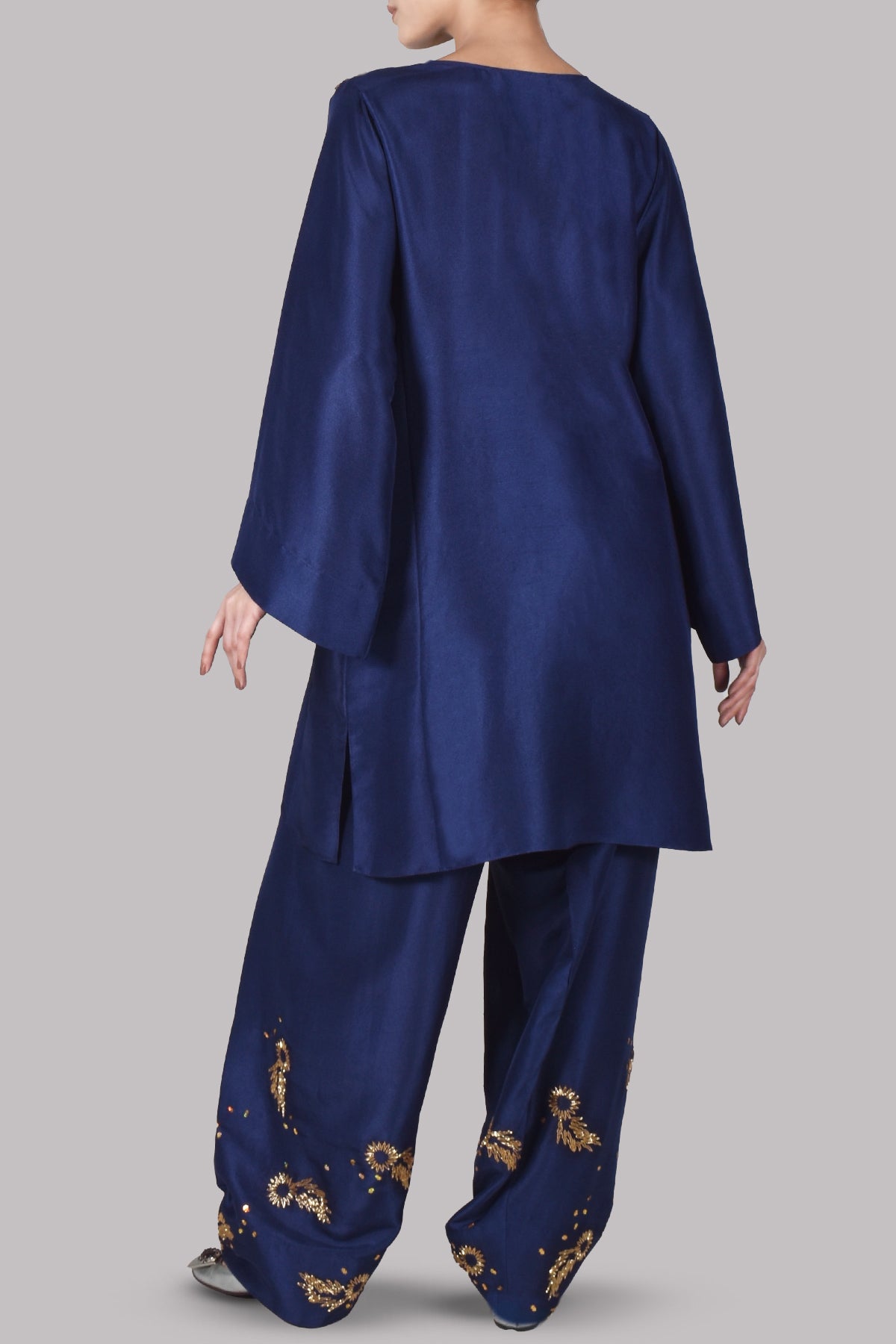 Black Iris Embellished Raw Silk Set
