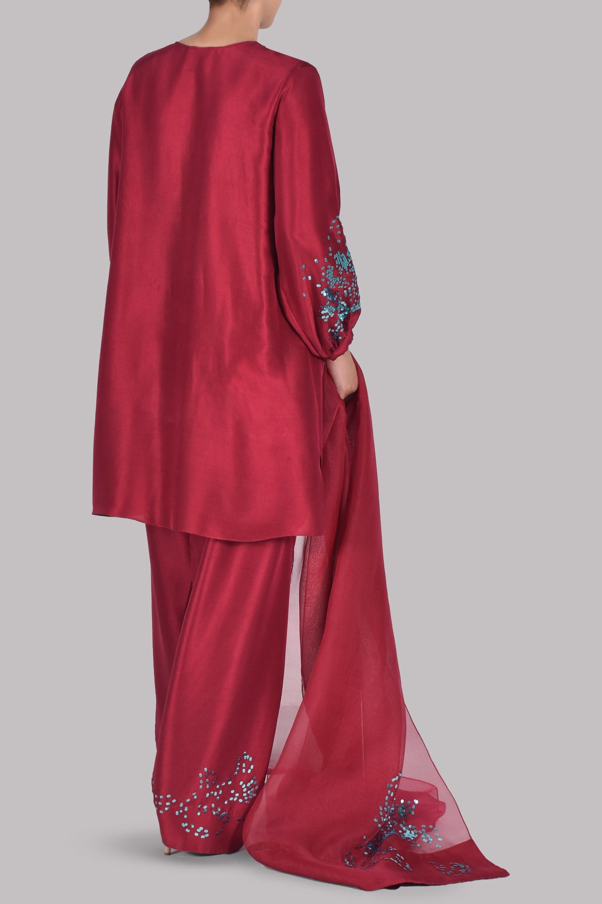 Chilli Pepper Embellished Raw Silk Set