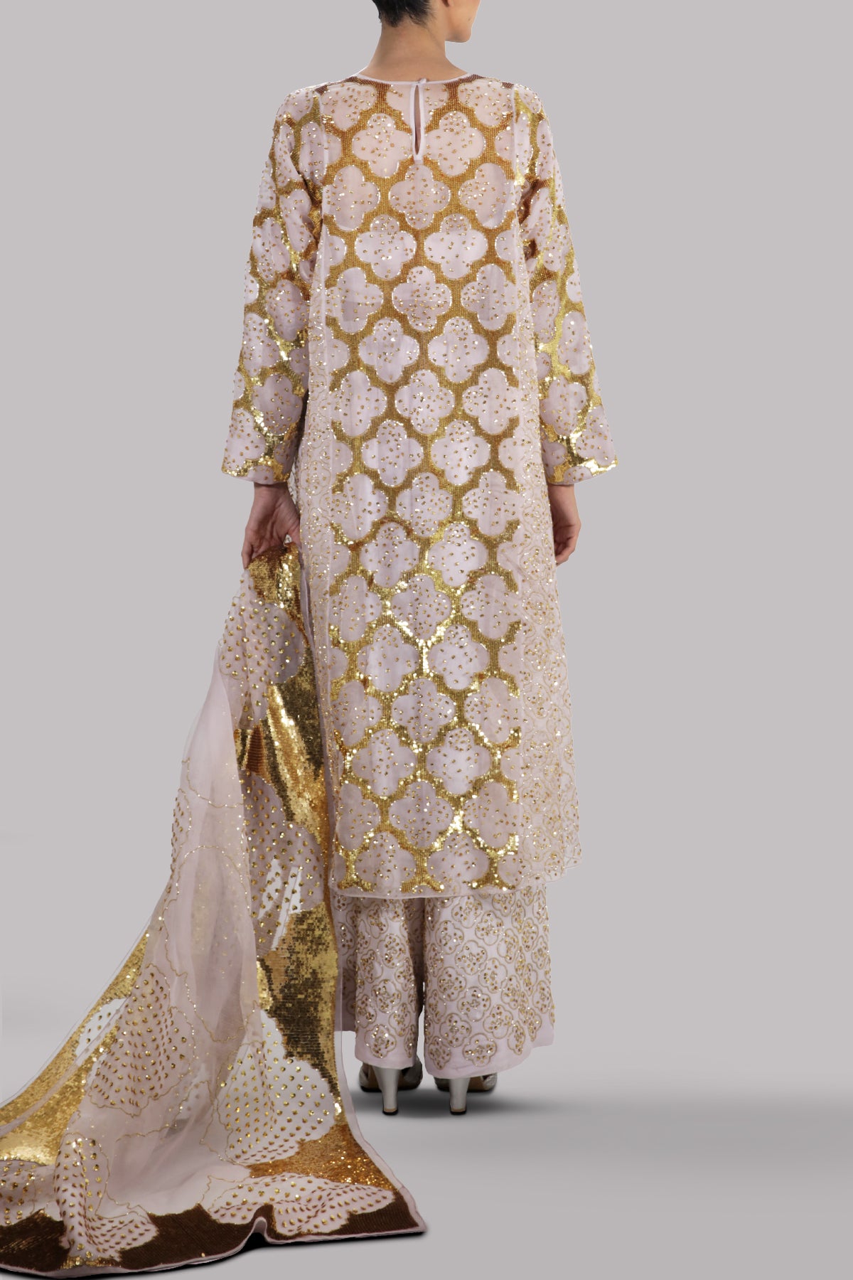 White Sand Embellished Organza Set