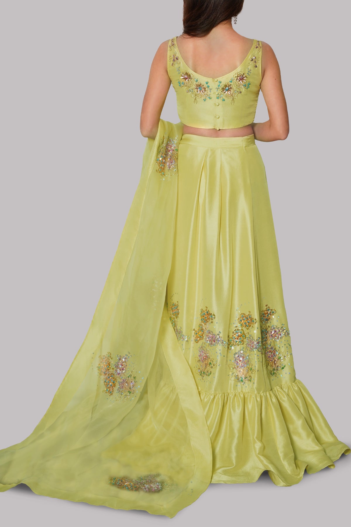 Illuminating Yellow Embellished Skirt Set