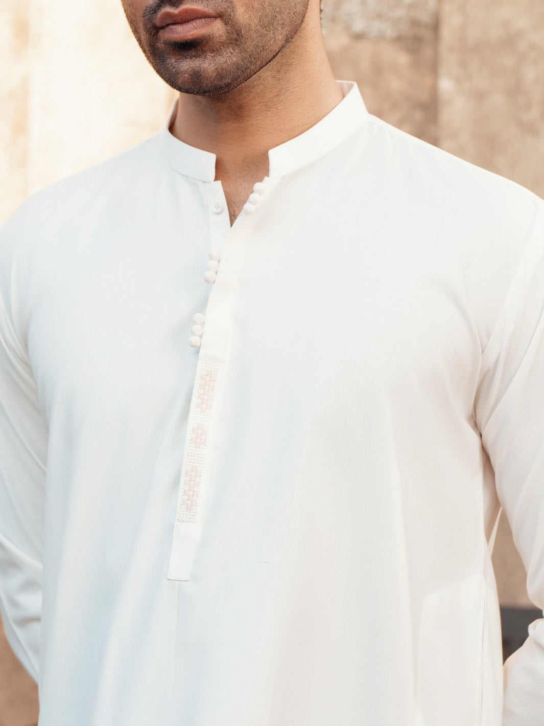 White Blended Kurta Trouser - AL-KT-3062