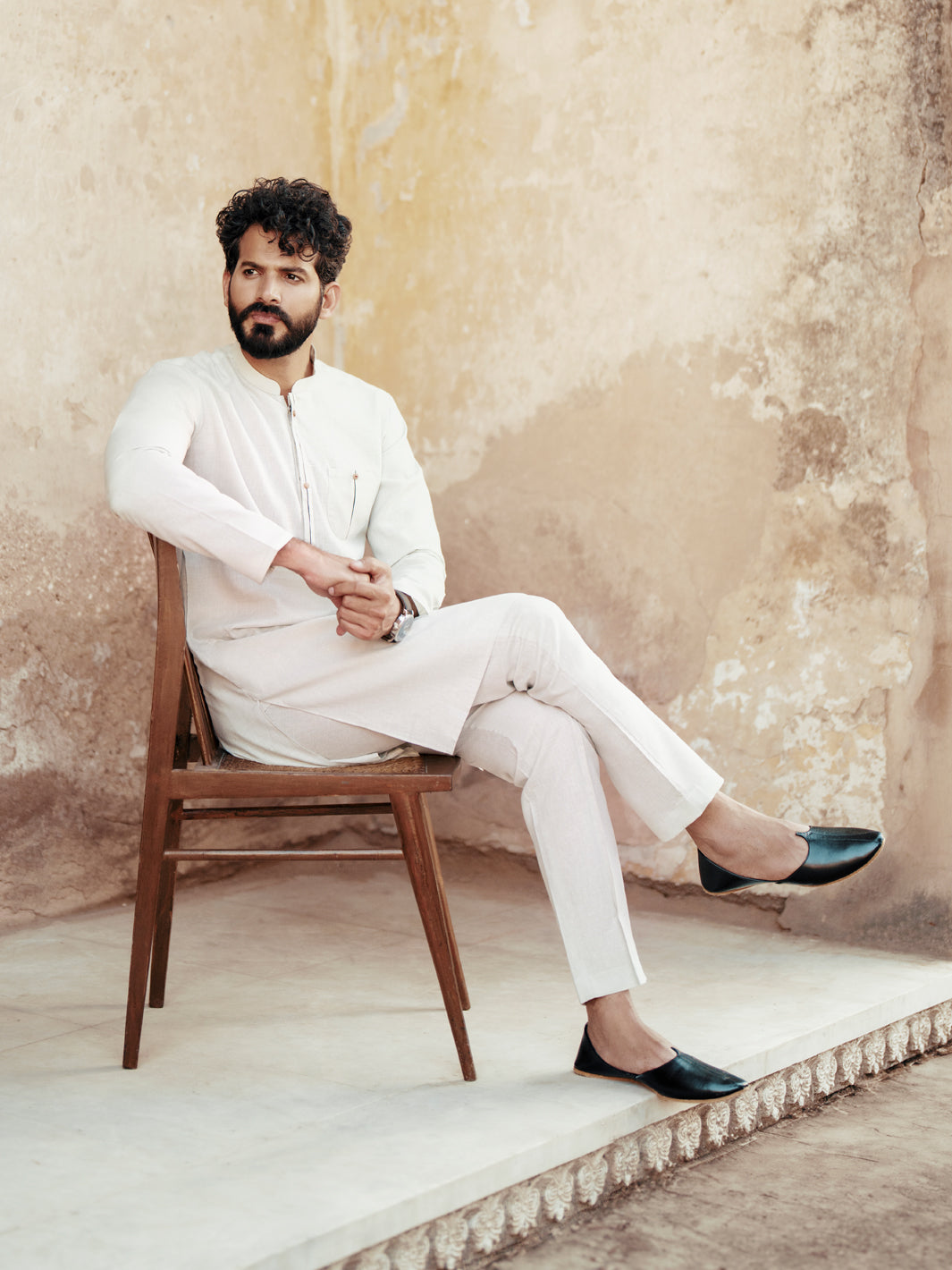 Light Blue Blended Kurta Trouser - AL-KT-3065