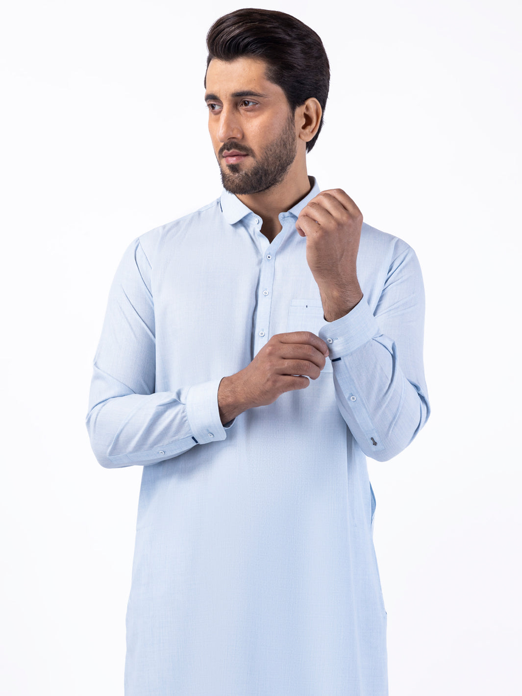 Light Blue Blended Kurta Trouser - AL-KT-3080