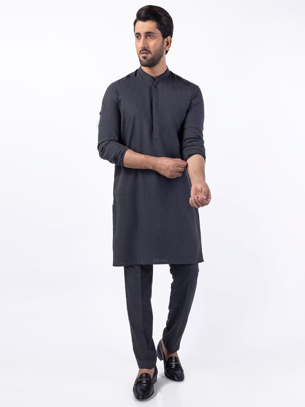 Charcoal Blended Kurta Trouser - AL-KT-3081