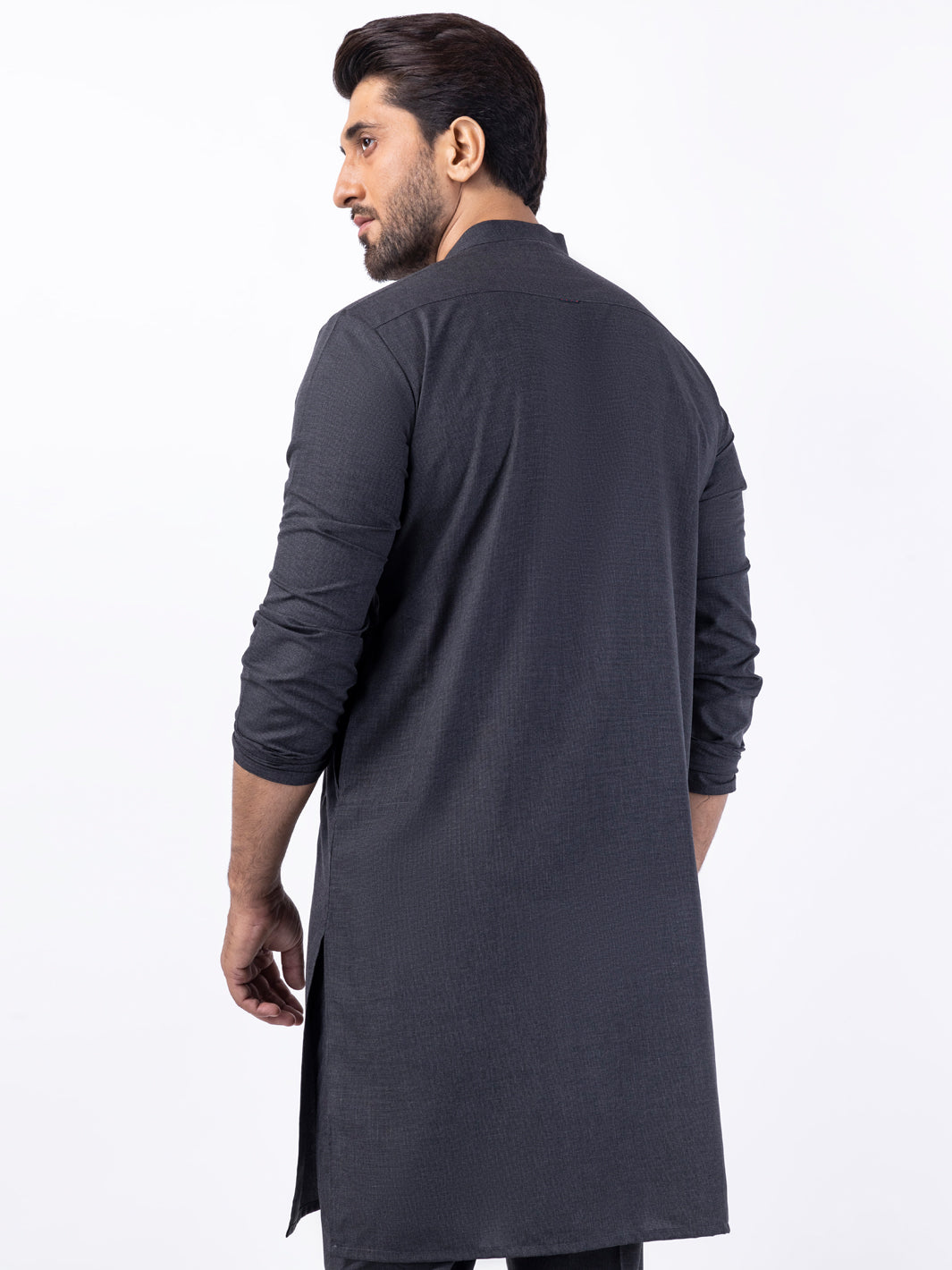 Charcoal Blended Kurta Trouser - AL-KT-3081