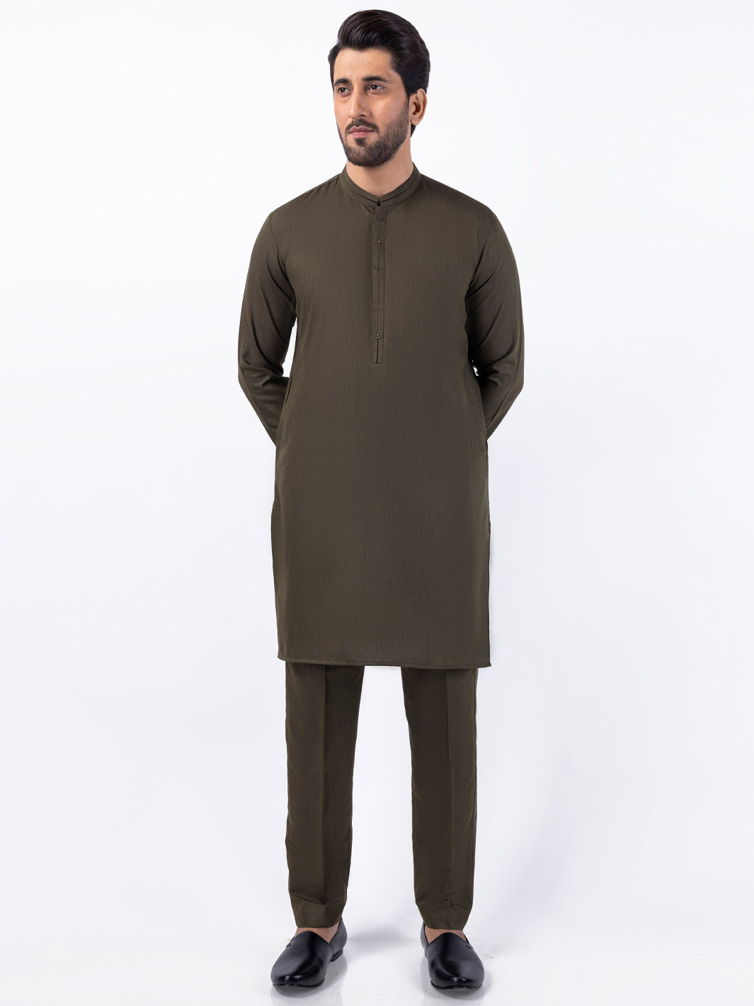 Olive Blended Kurta Trouser - AL-KT-3085
