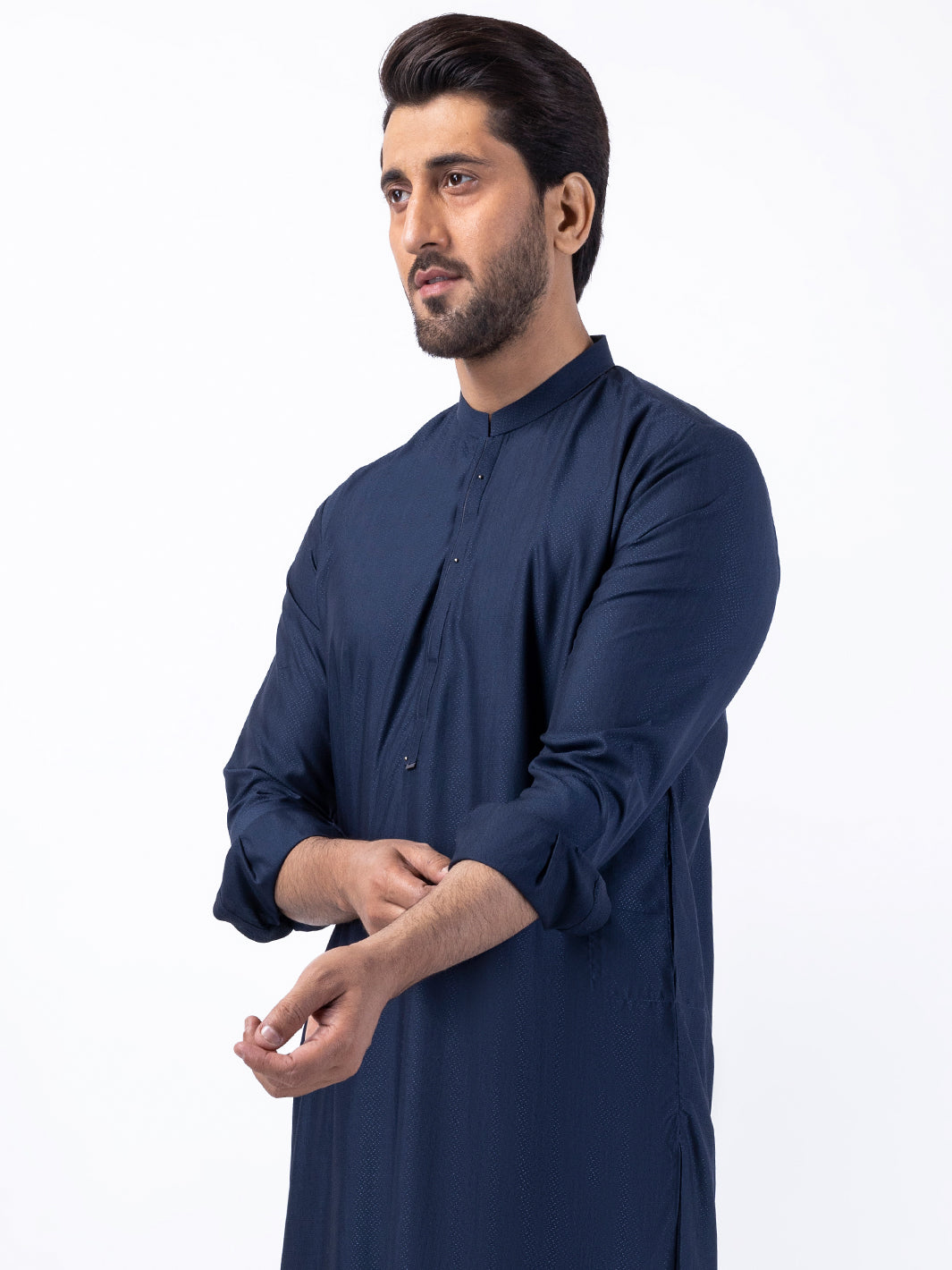 Navy Blue Blended Kurta Trouser - AL-KT-3086