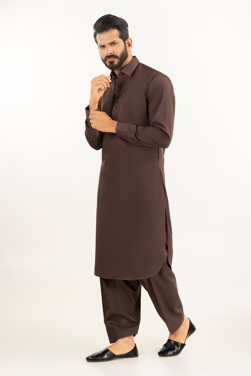 Red Gold Latha Unstitched Fabric Cotton-Lf