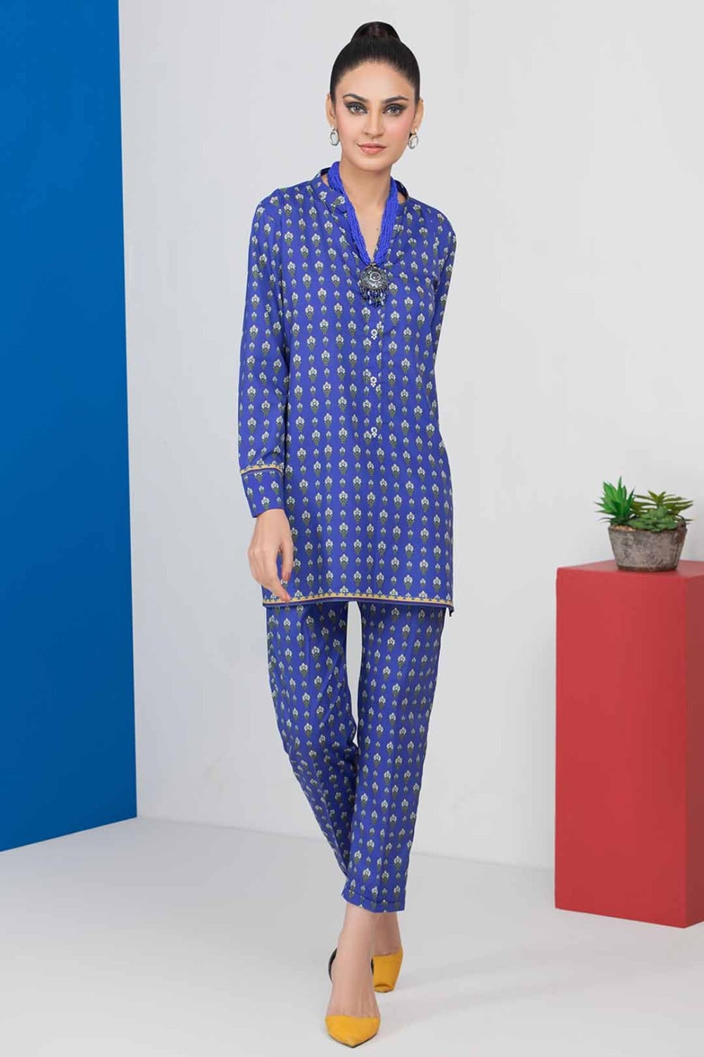 2 Piece Unstitched Digital Printed Silk Shirt and Trouser