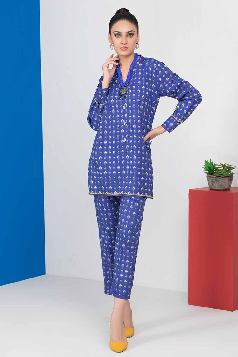 2 Piece Unstitched Digital Printed Silk Shirt and Trouser