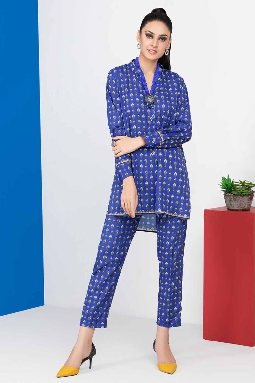 2 Piece Unstitched Digital Printed Silk Shirt and Trouser