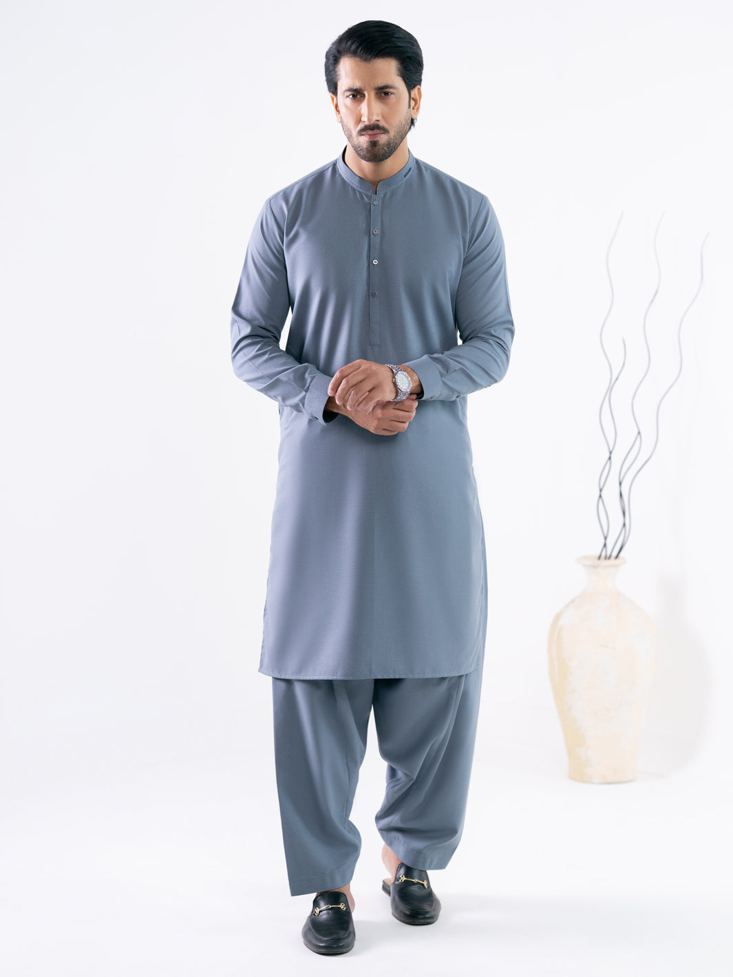 Grey Cut & Sew Kameez Shalwar - AL-KS-3347A