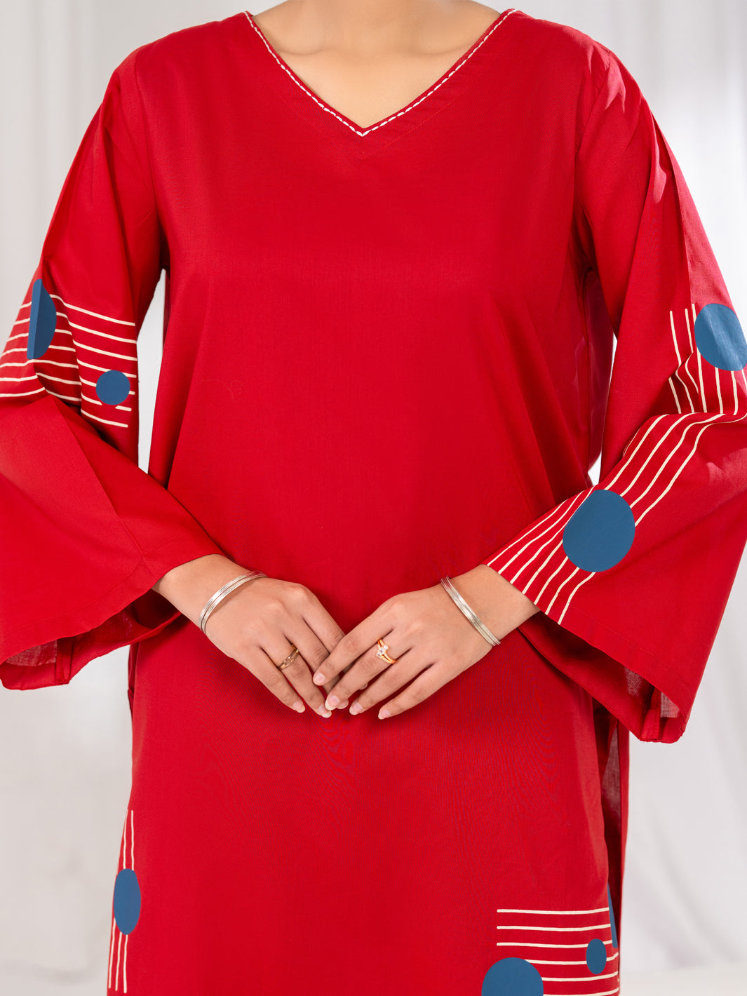 Red Lawn Kurti - AL-LK-1183