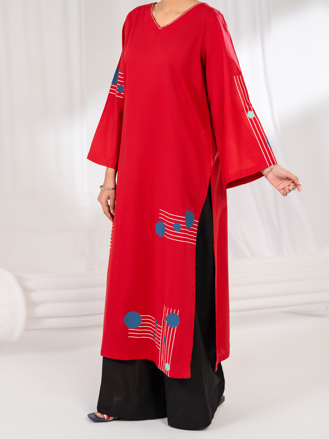 Red Lawn Kurti - AL-LK-1183