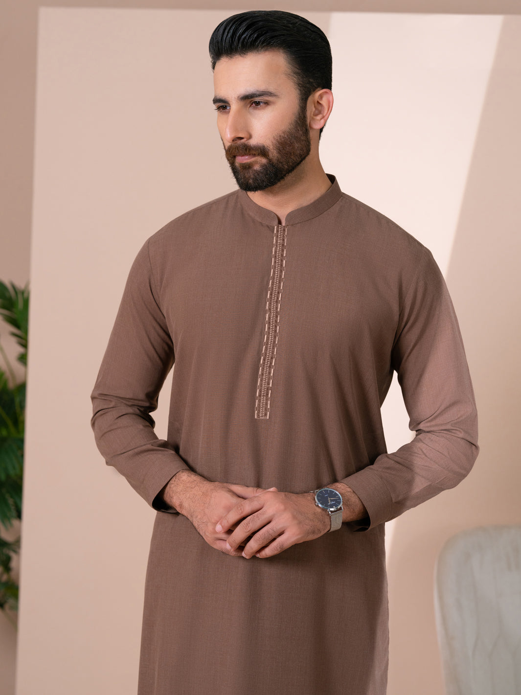 Brown Kameez Shalwar - AL-KS-3376