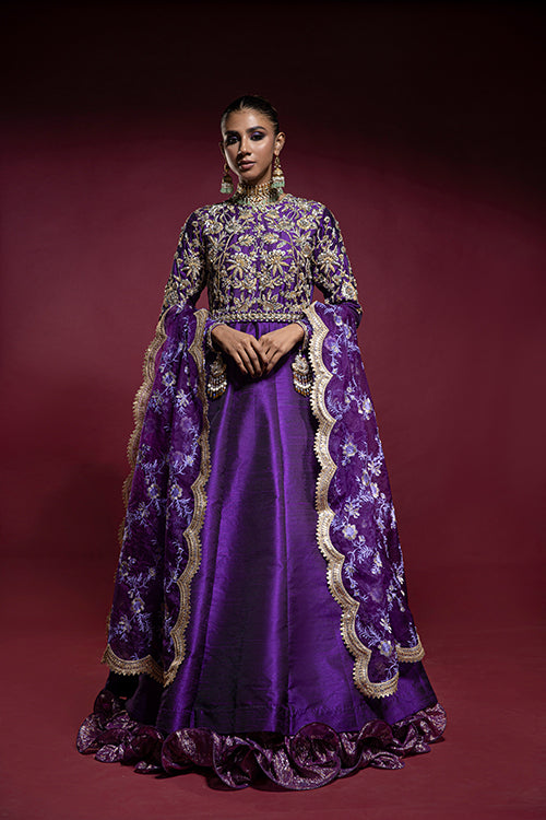 Purple Embellished Bodice Anarkali with Dupatta