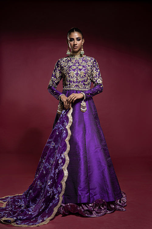 Purple Embellished Bodice Anarkali with Dupatta