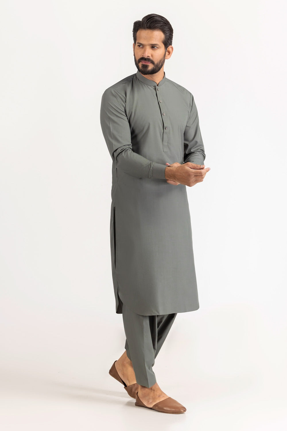 SS25DA-2741  YELLOW  2PCS  EMBROIDERED KURTA WITH TROUSER