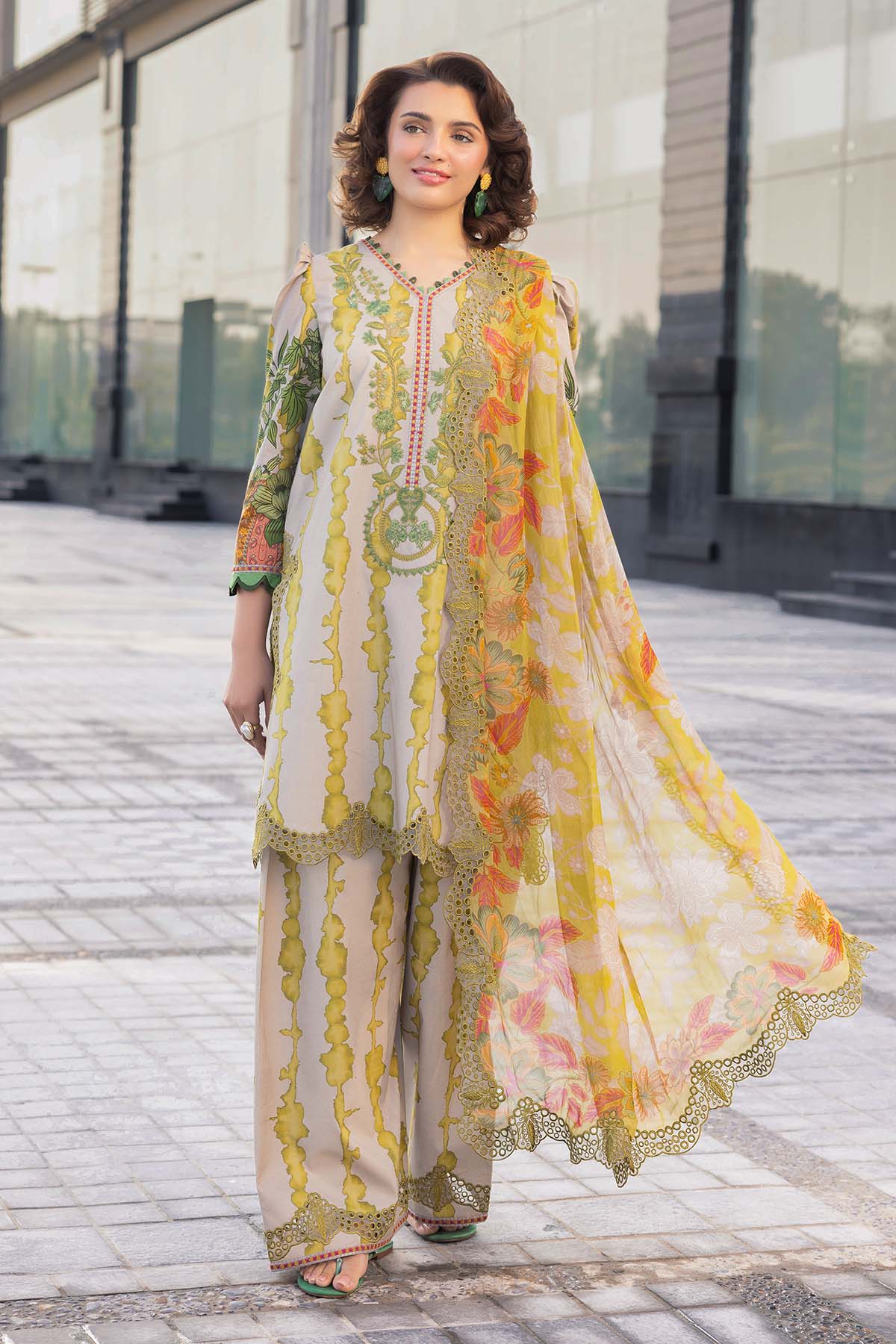 3-PC Unstitched Embroidered  Lawn  SLC27-13