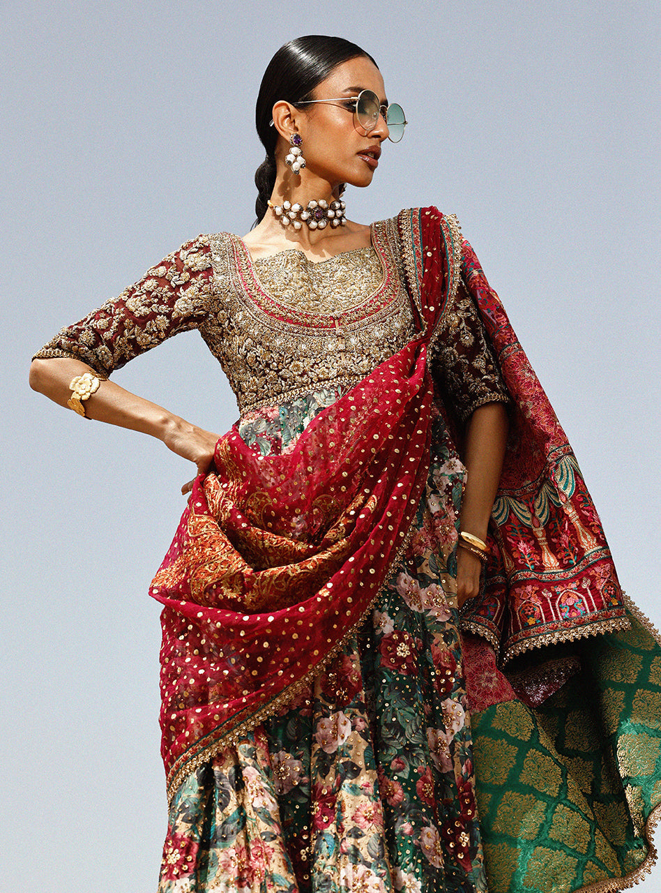 Crimson Scarlet Anarkali