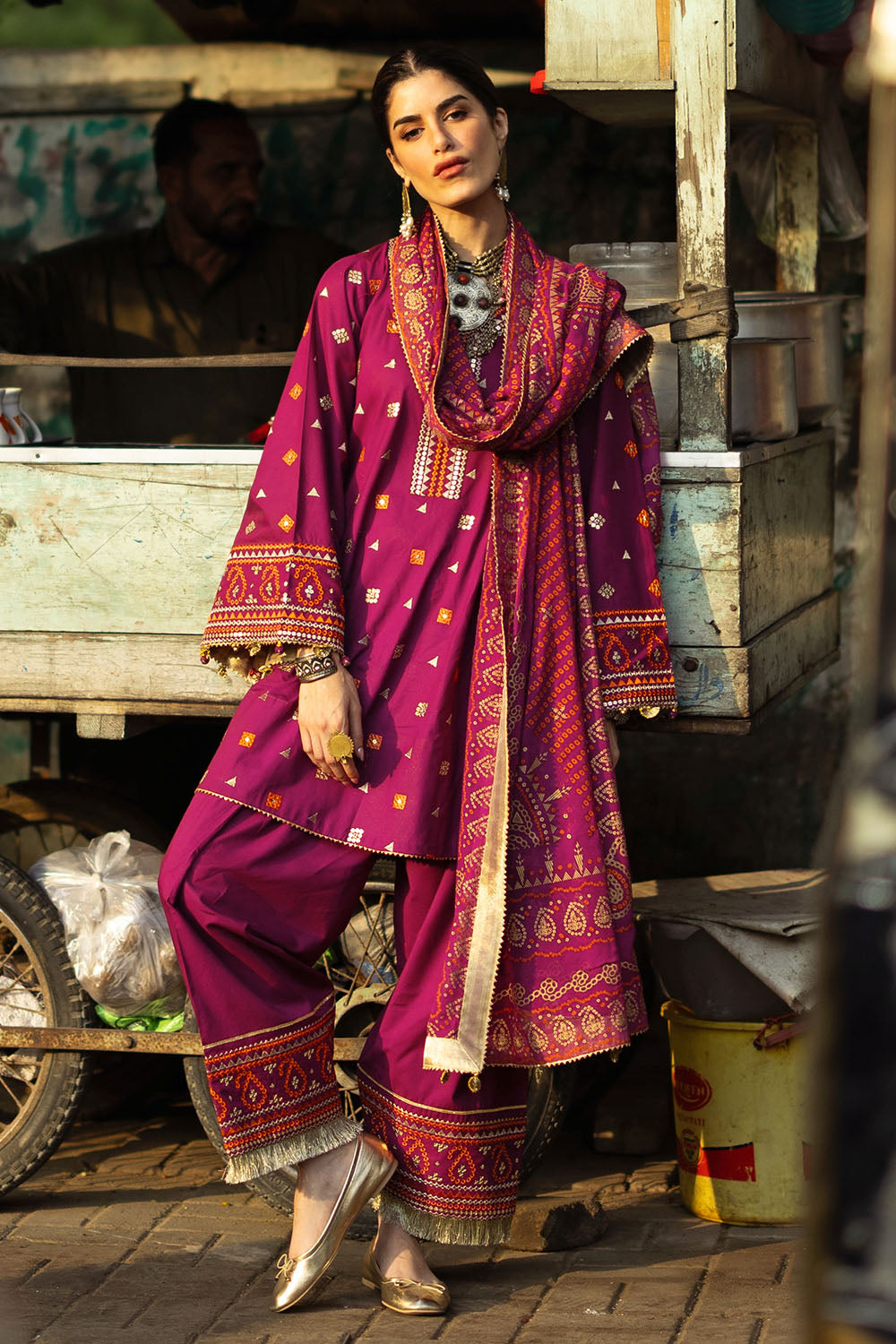 Embroidered Zari Khaddar Shirt