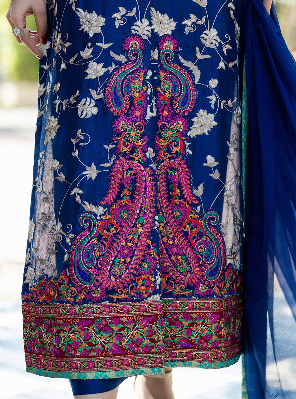 Blue Illusion Kashmiri Embroidery