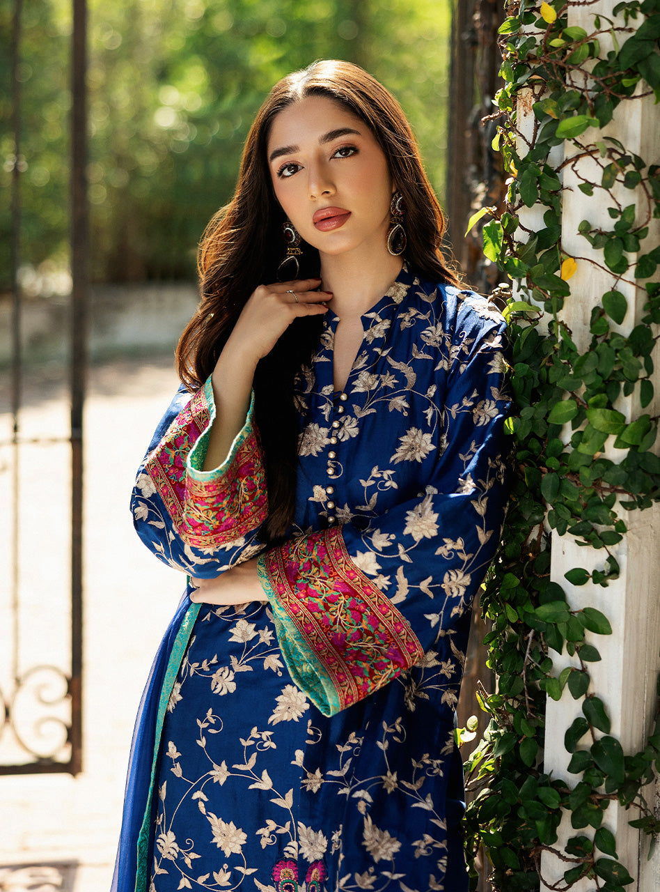 Blue Illusion Kashmiri Embroidery