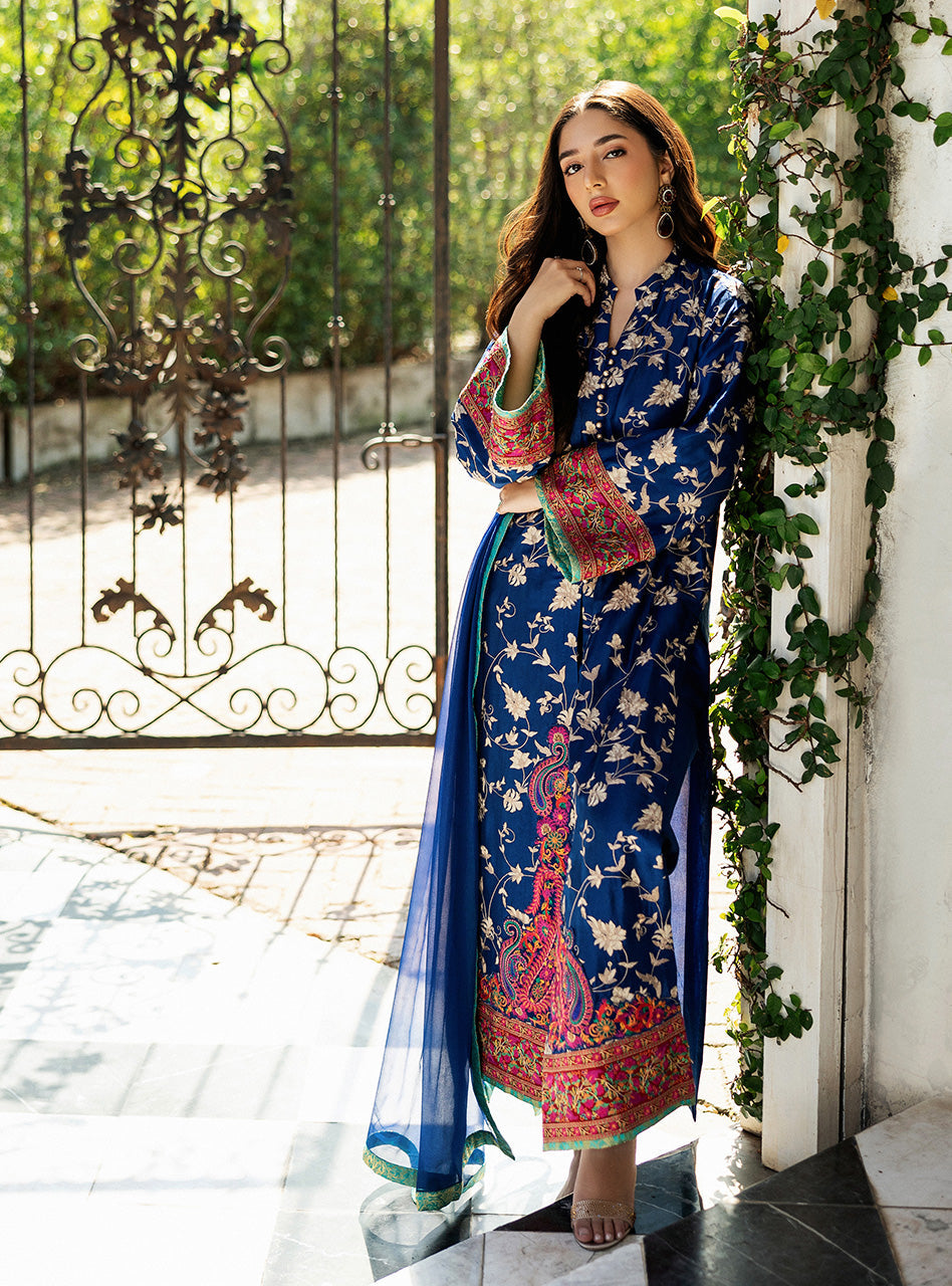 Blue Illusion Kashmiri Embroidery
