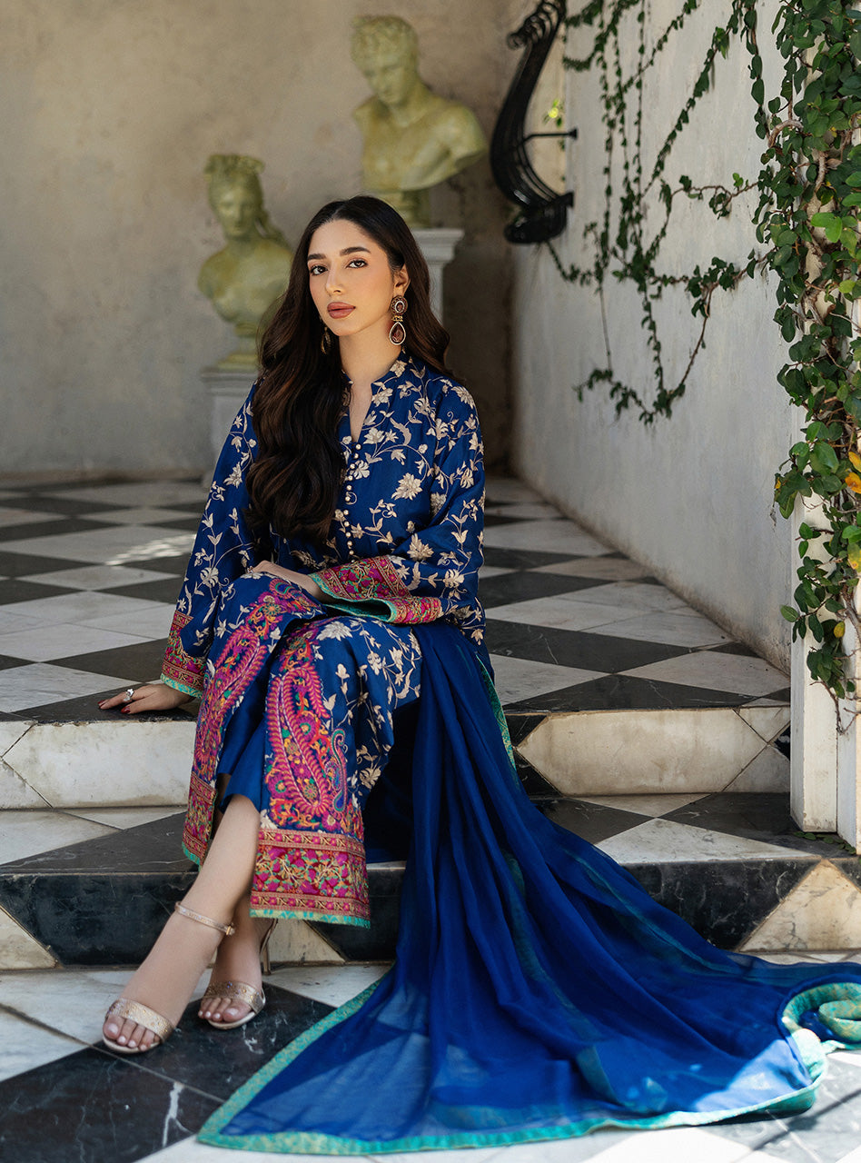 Blue Illusion Kashmiri Embroidery