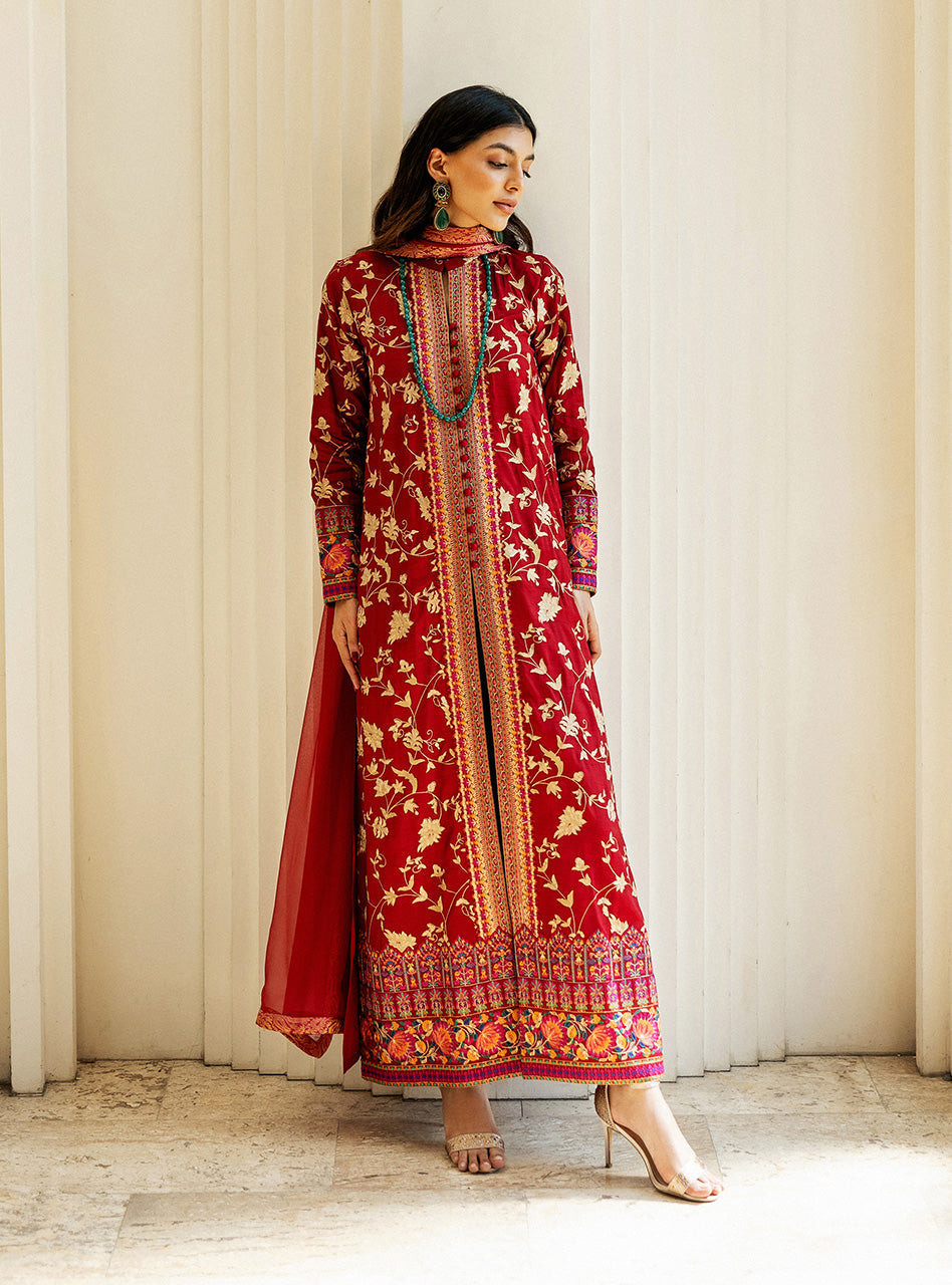 Crimson Charm Kashmiri Embroidery