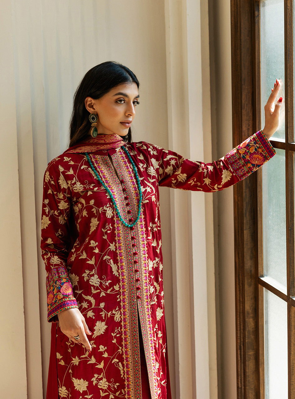 Crimson Charm Kashmiri Embroidery