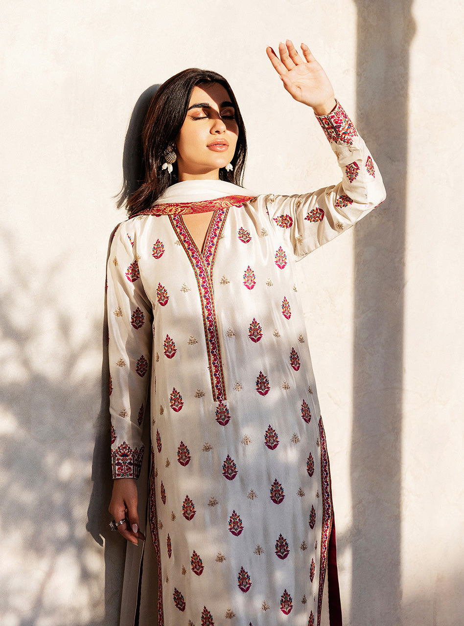 White Orchid Kashmiri Embroidery
