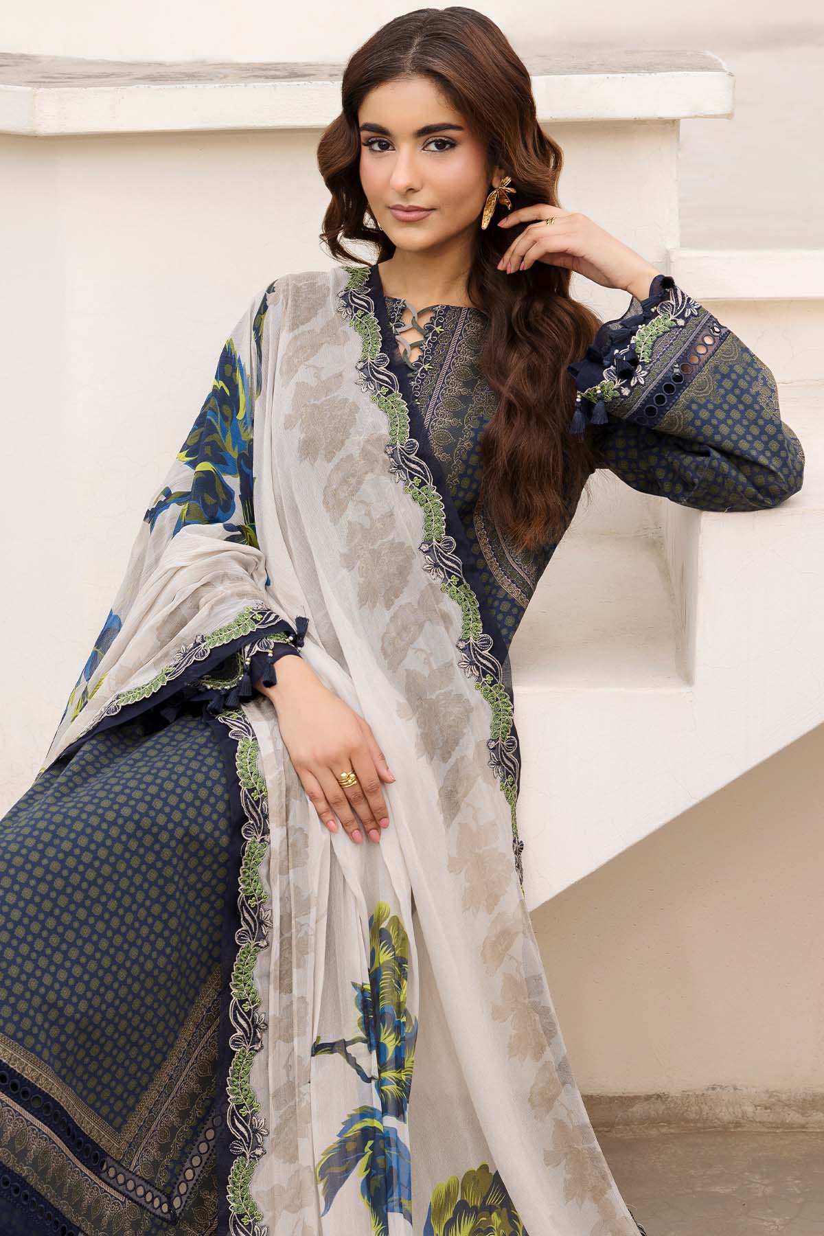3-PC Unstitched Embroidered  Lawn  SLC27-11P