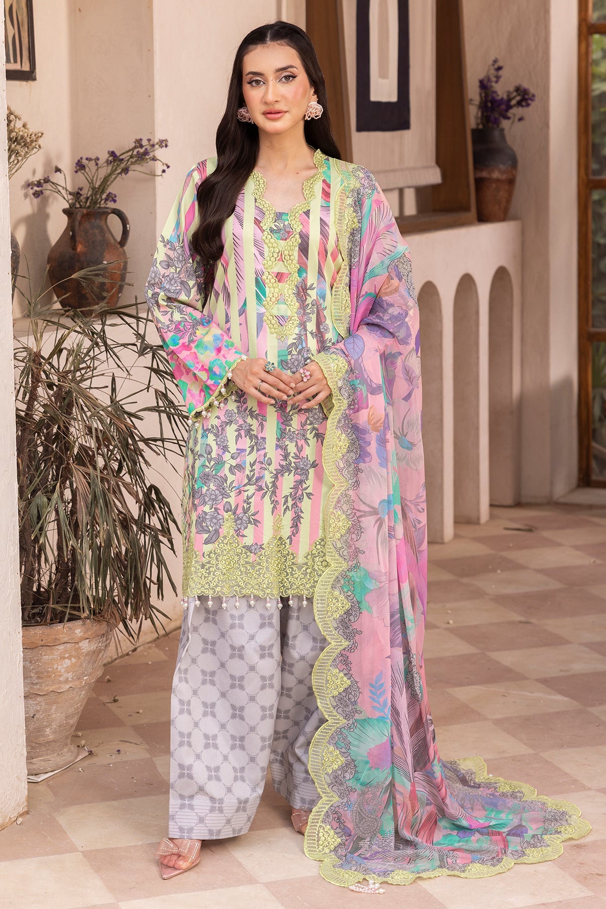 3-PC Unstitched Embroidered Lawn CH6-16