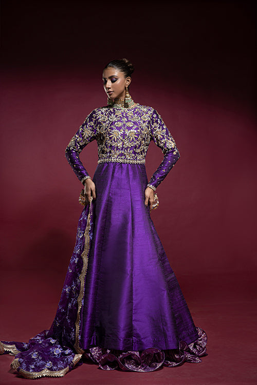 Purple Embellished Bodice Anarkali with Dupatta