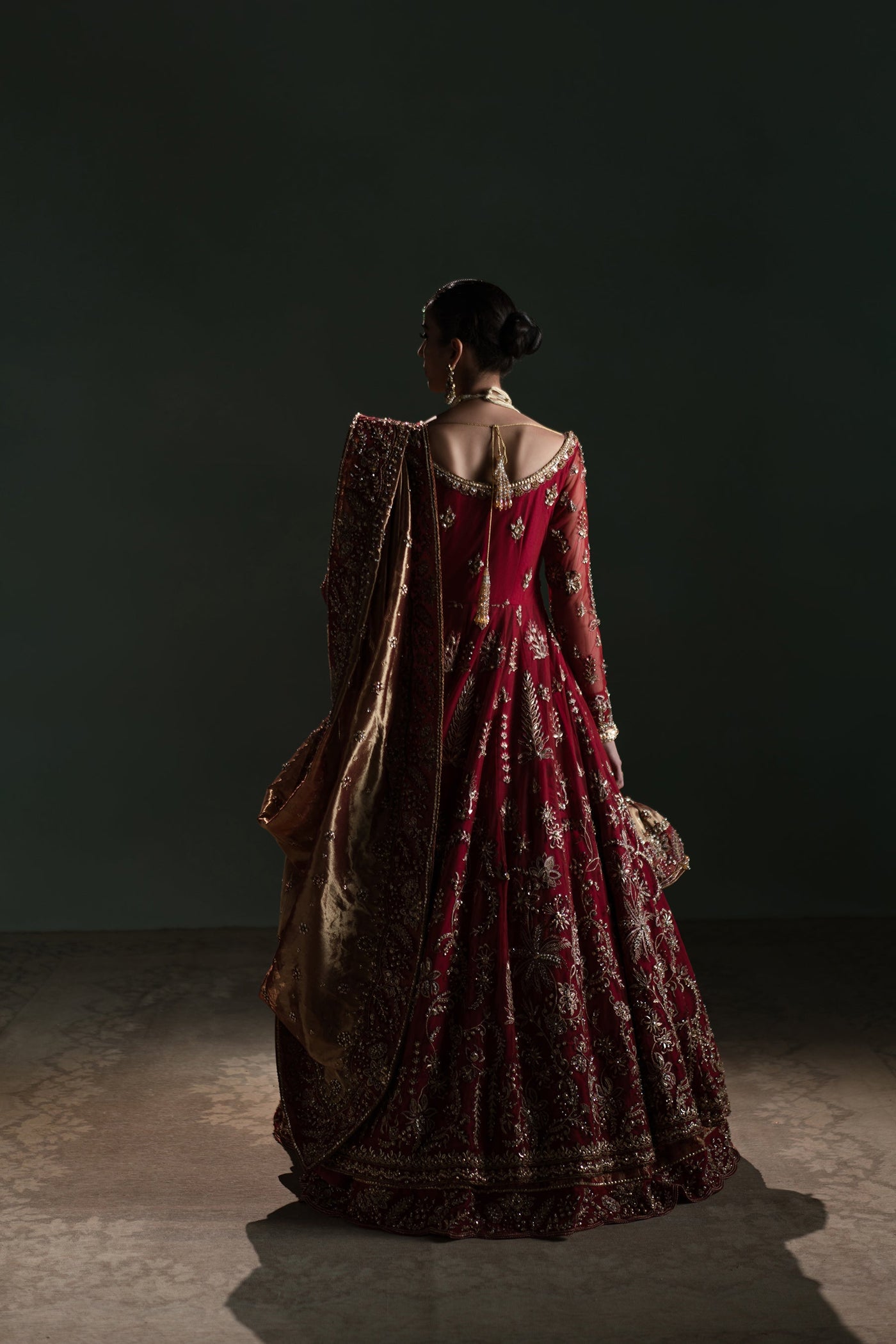 Red And Gold Bridal Peshwas Set (D-05)