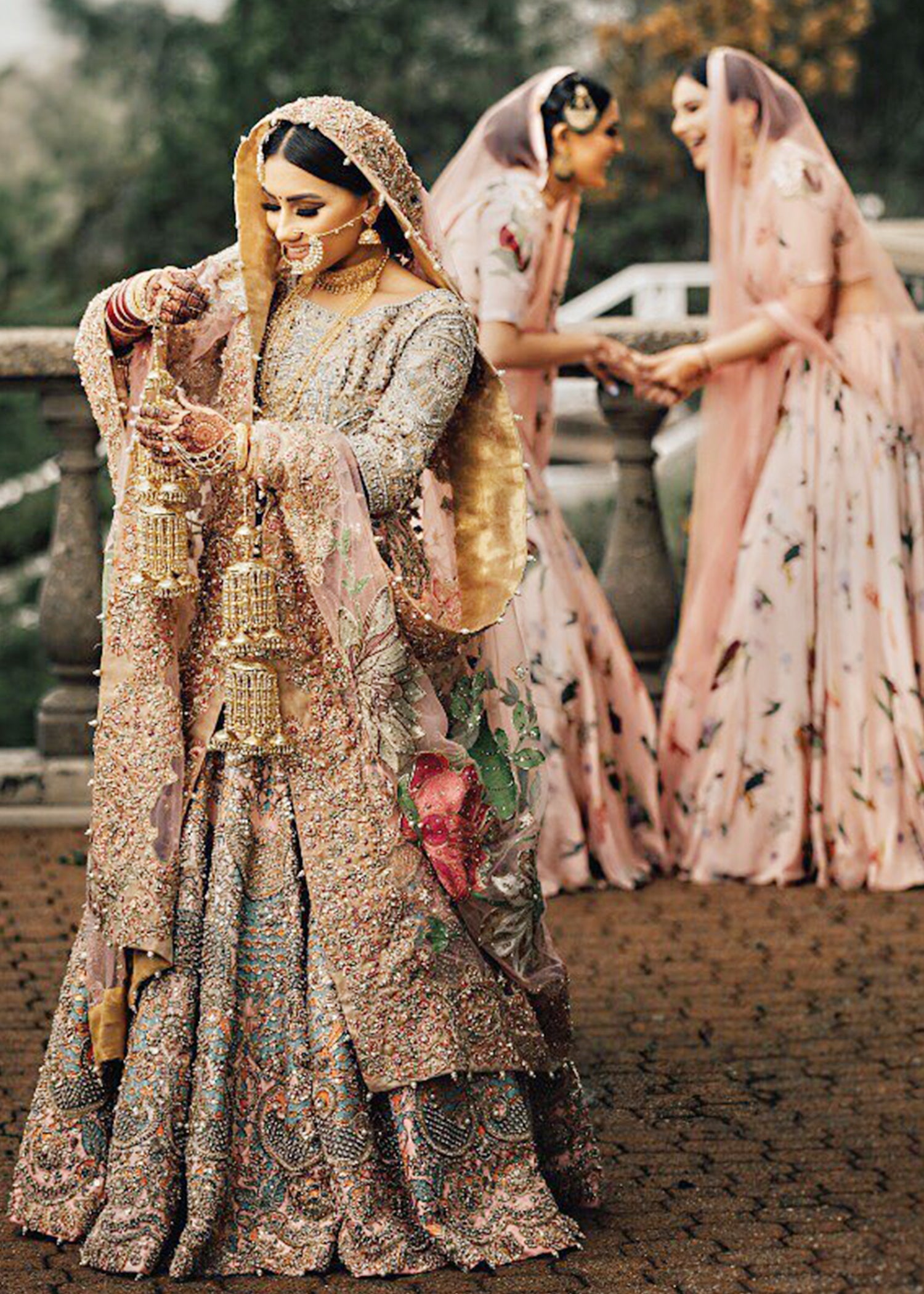 3 Piece Embroidered Tassel Silk Suit