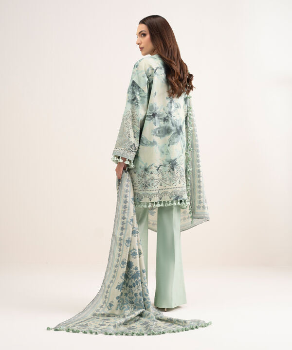 3 Piece - Embroidered Raw Silk Suit